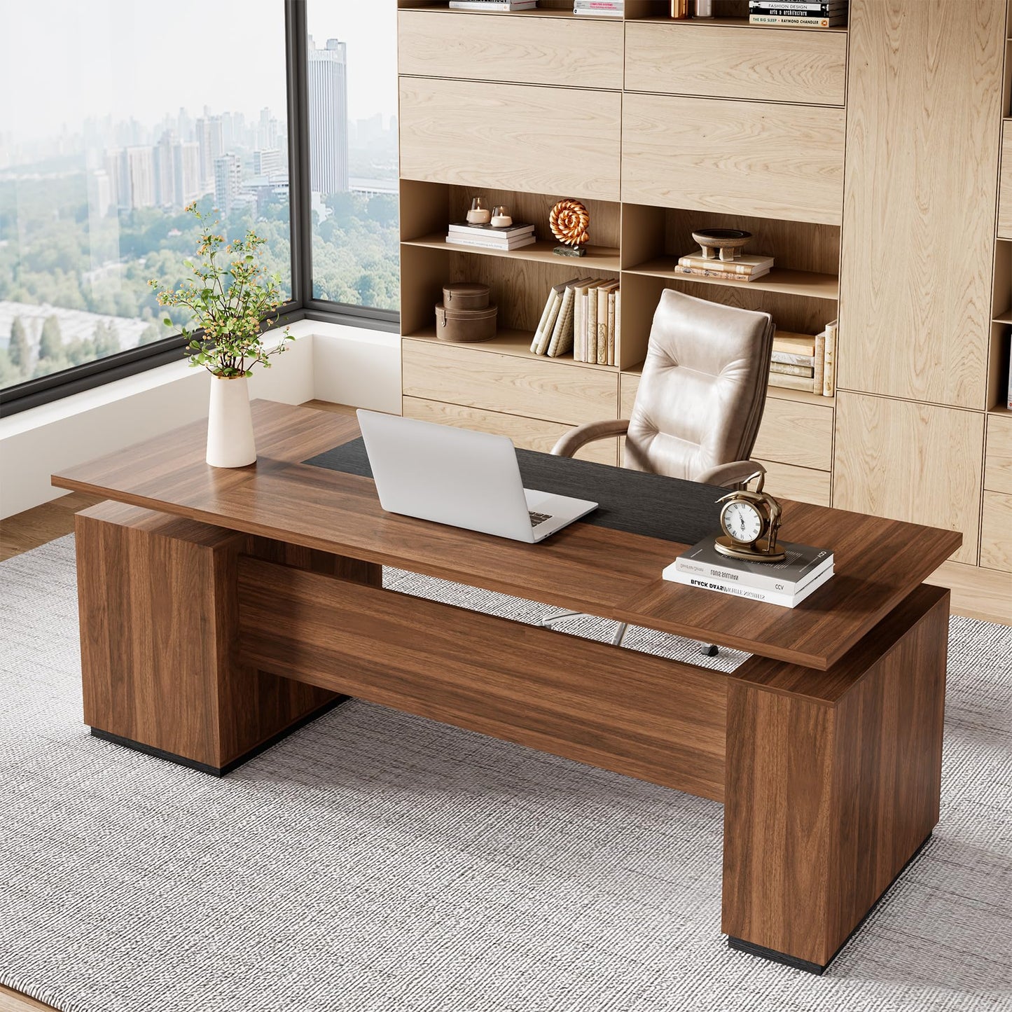 Electric Standing Desk with Storage Drawers and Cabinet
