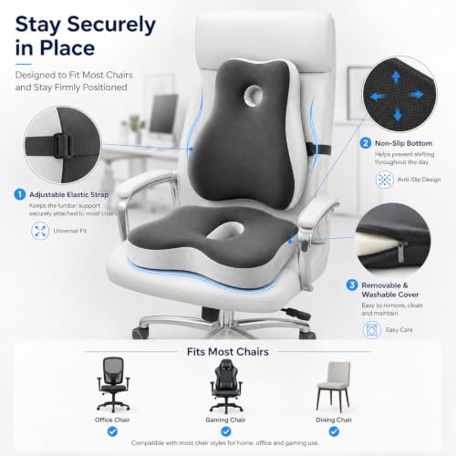 Memory Foam Seat Cushion & Lumbar Support Set