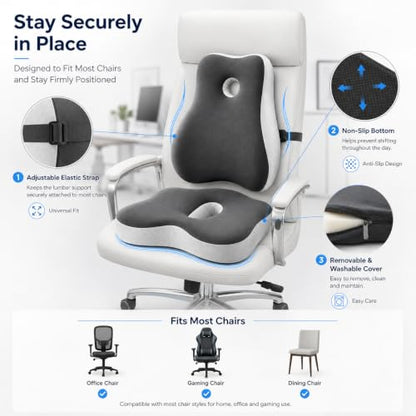 Memory Foam Seat Cushion & Lumbar Support Set