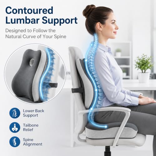Memory Foam Seat Cushion & Lumbar Support Set