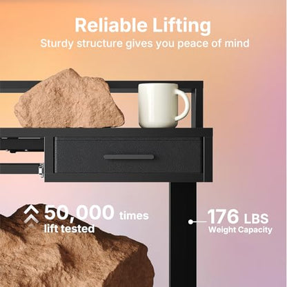 Electric Standing Desk with Drawers and Keyboard Tray