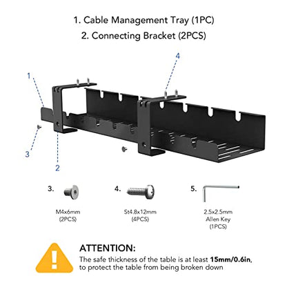 Under Desk Cable Management Tray for Home Office