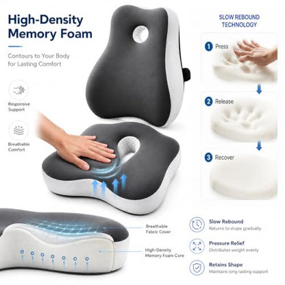 Memory Foam Seat Cushion & Lumbar Support Set