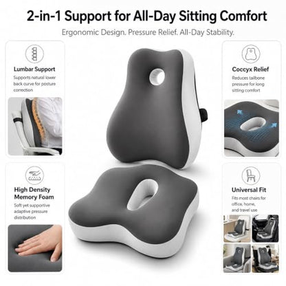 Memory Foam Seat Cushion & Lumbar Support Set