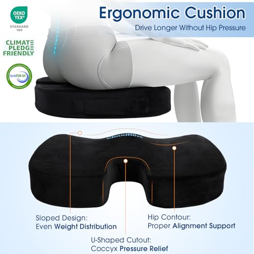 Memory Foam Seat Cushion with Lumbar Support