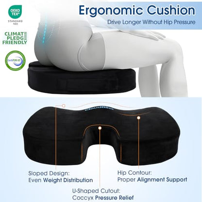 Memory Foam Seat Cushion with Lumbar Support