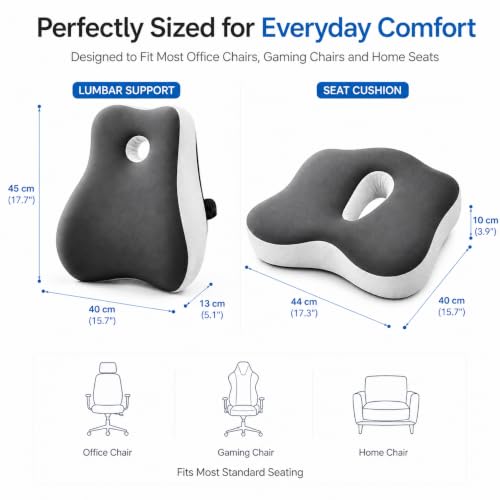 Memory Foam Seat Cushion & Lumbar Support Set