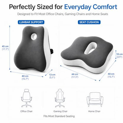 Memory Foam Seat Cushion & Lumbar Support Set