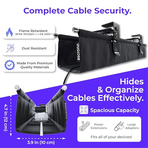 Fabric Under Desk Cable Management Tray Organizer