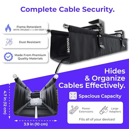 Fabric Under Desk Cable Management Tray Organizer