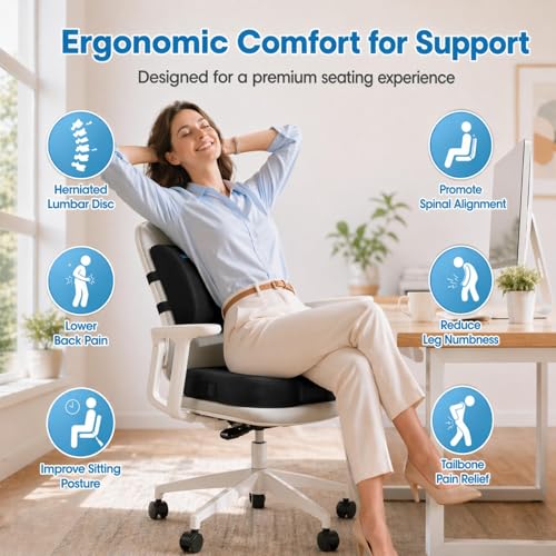 Memory Foam Seat Cushion with Lumbar Support