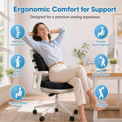 Memory Foam Seat Cushion with Lumbar Support