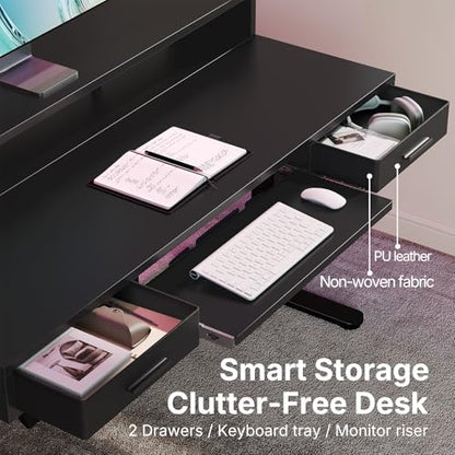 Electric Standing Desk with Drawers and Keyboard Tray