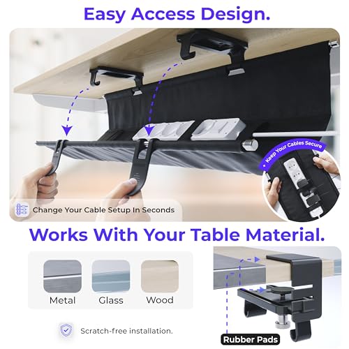 Fabric Under Desk Cable Management Tray Organizer