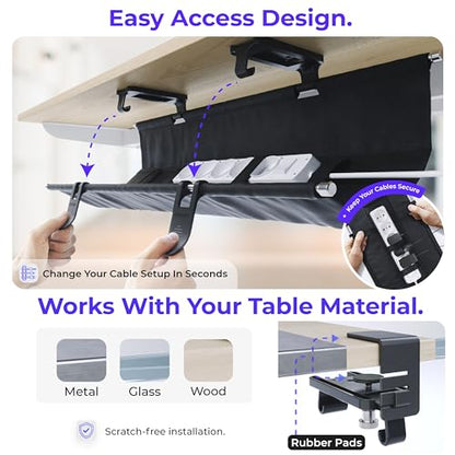 Fabric Under Desk Cable Management Tray Organizer