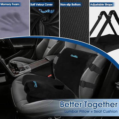 Memory Foam Seat Cushion with Lumbar Support