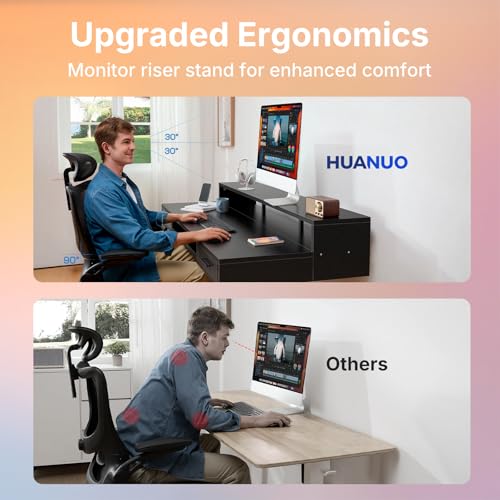 Electric Standing Desk with Drawers and Keyboard Tray