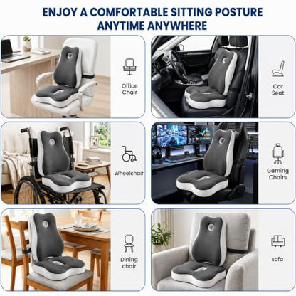 Memory Foam Seat Cushion & Lumbar Support Set