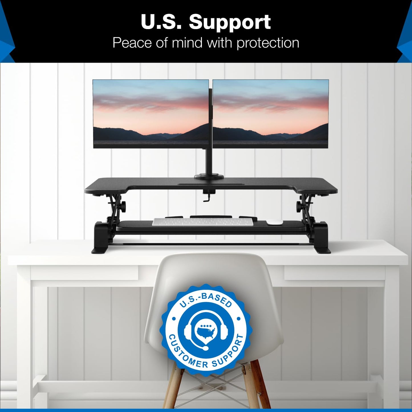 Dual Monitor Standing Desk Converter with Adjustable Lift