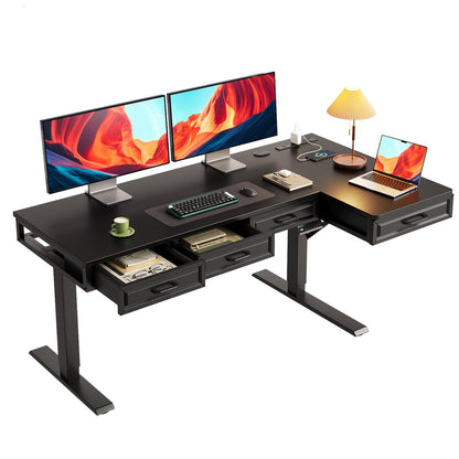 Electric Standing Desk with L-Shaped Workstation