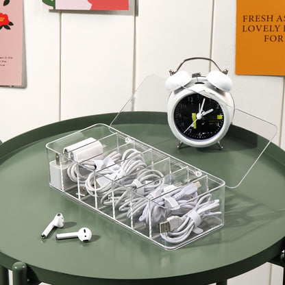 Clear Cable Organizer Box with Compartments