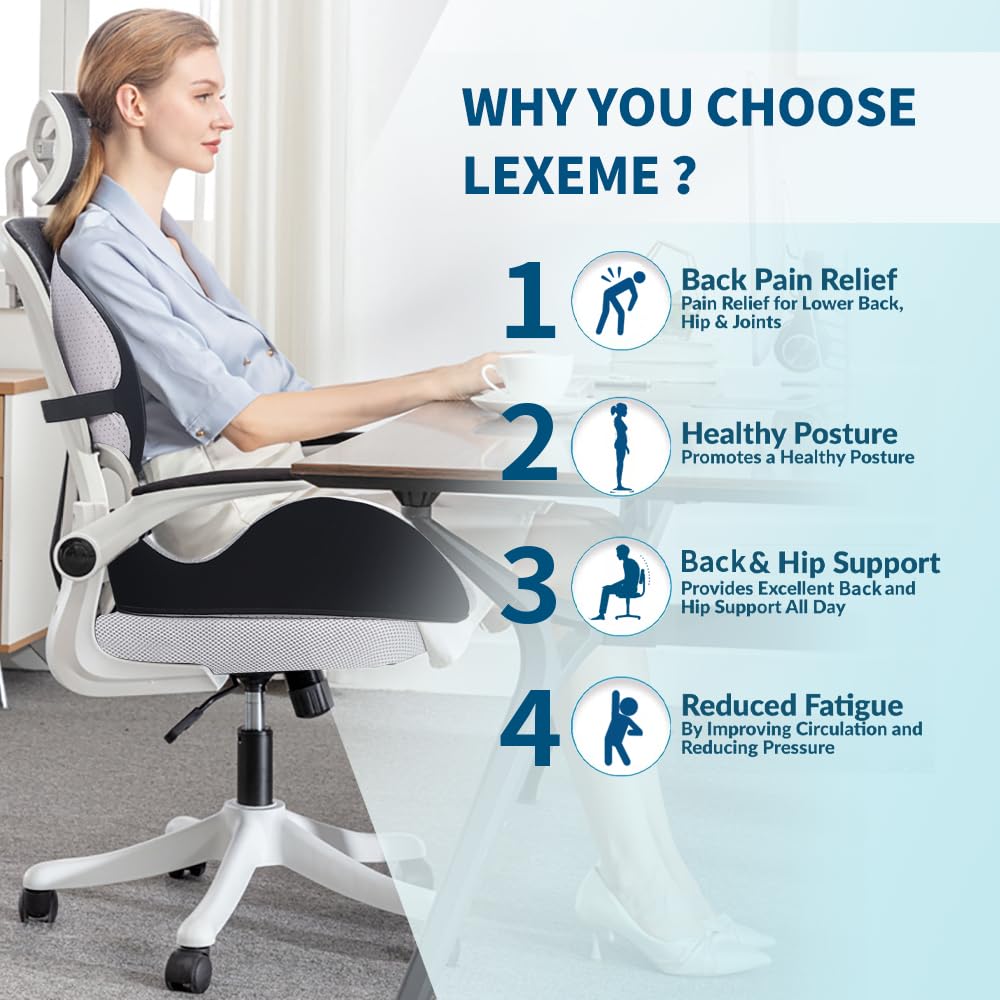Memory Foam Seat Cushion with Lumbar Support Pillow