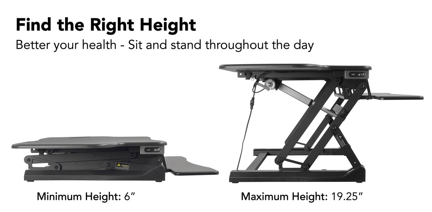 Electric Standing Desk Converter with Dual Monitor Setup