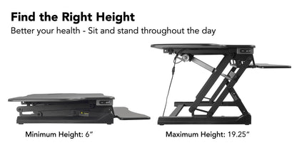 Electric Standing Desk Converter with Dual Monitor Setup