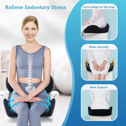 Memory Foam Seat Cushion with Lumbar Support Pillow