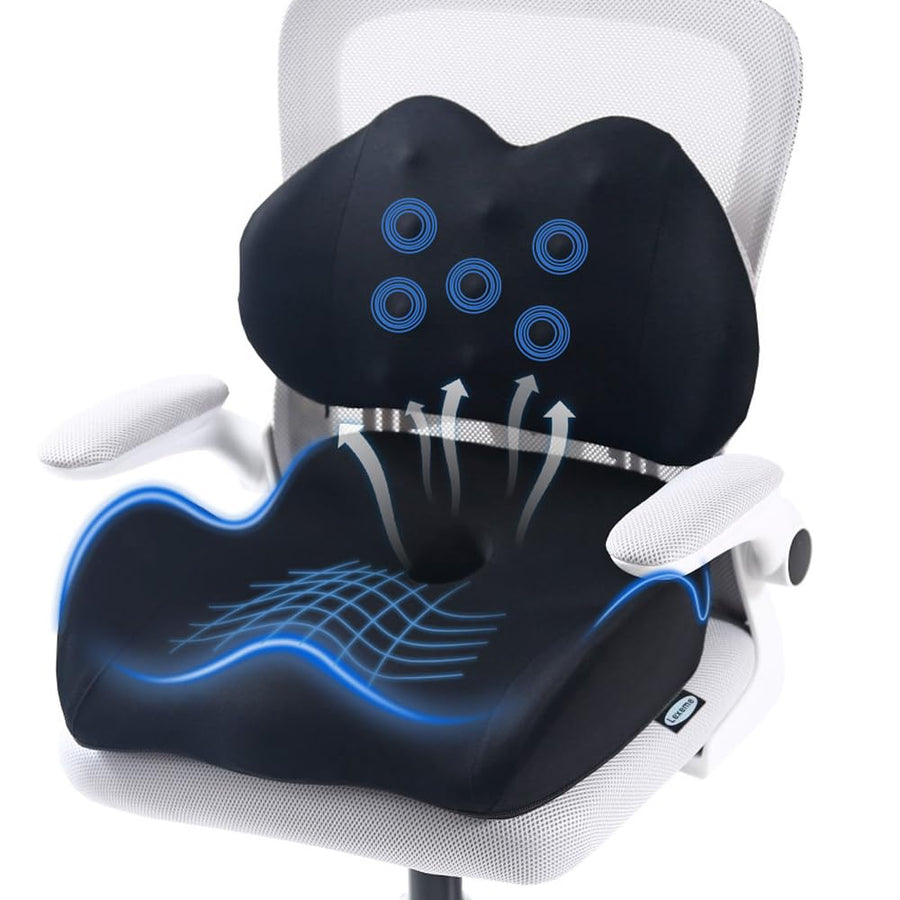 Memory Foam Seat Cushion with Lumbar Support Pillow