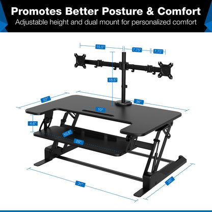 Dual Monitor Standing Desk Converter with Adjustable Lift