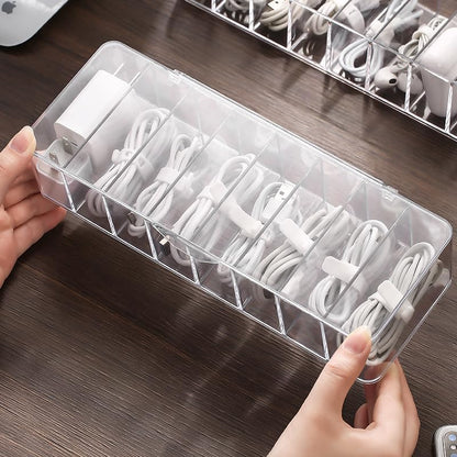 Clear Cable Organizer Box with Compartments