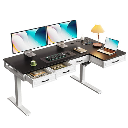 Electric Standing Desk with L-Shaped Workstation