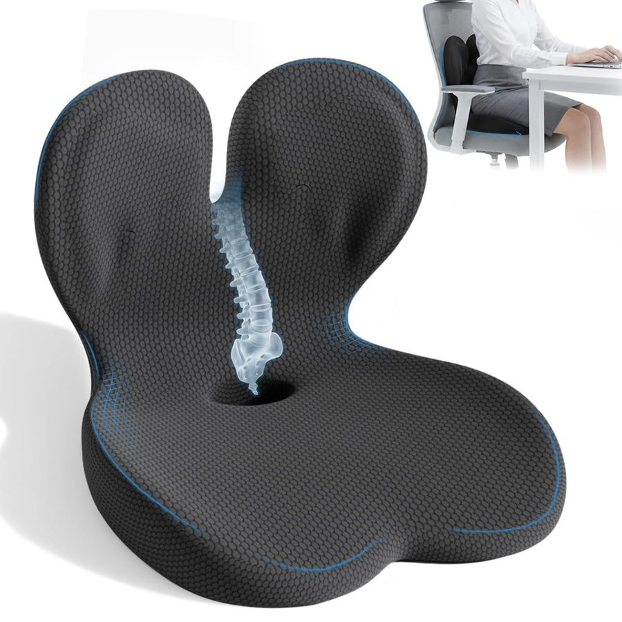 Ergonomic Memory Foam Seat Cushion with Lumbar Support