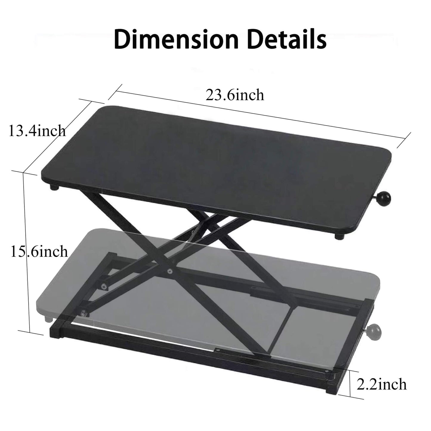 Height Adjustable Standing Desk Converter with Keyboard Riser