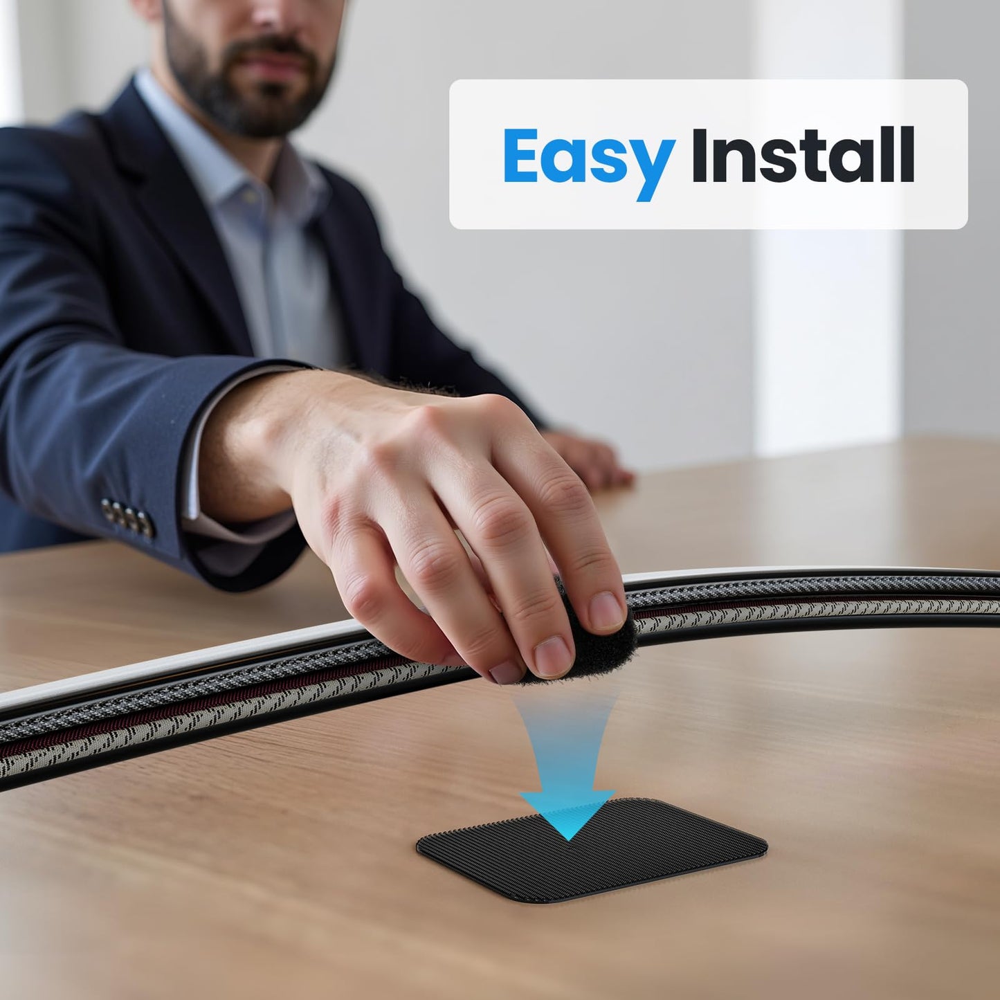Under Desk Cable Management Organizer with Ties