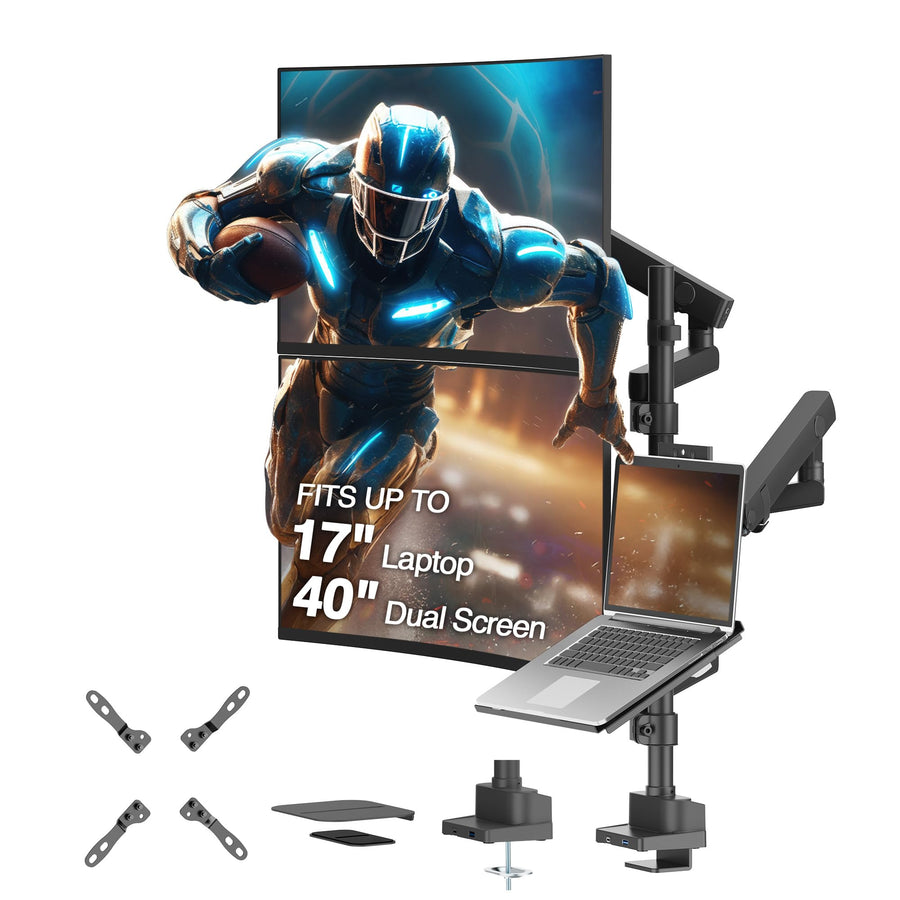 Laptop and Dual Monitor Arm Desk Mount