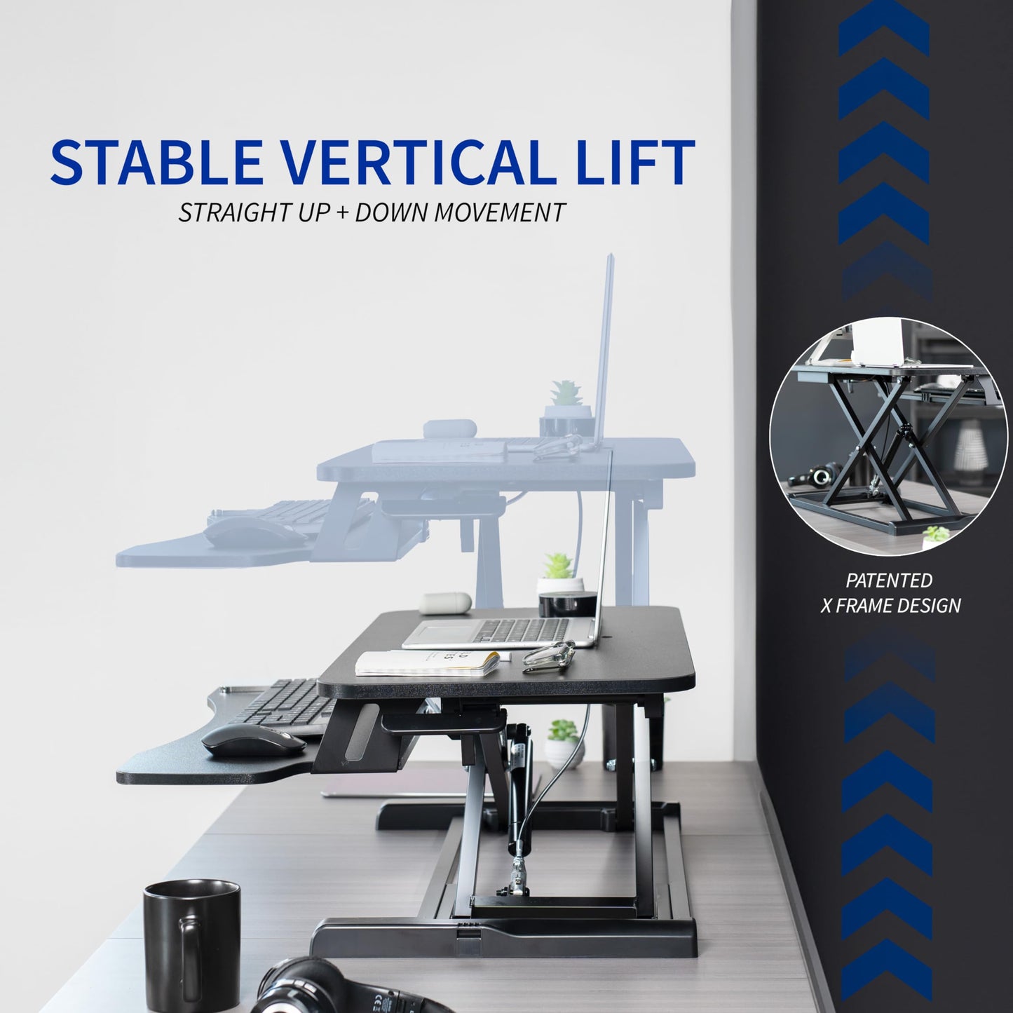 Height Adjustable Desk Converter with Dual Monitor Stand