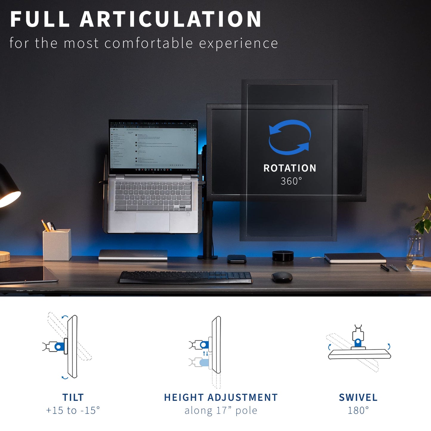 Single Monitor and Laptop Desk Mount Combo