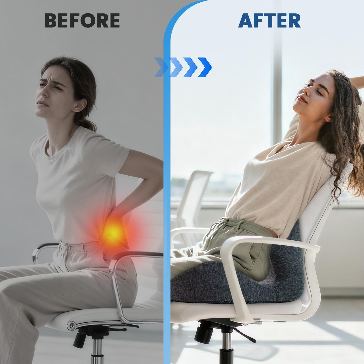 Memory Foam Seat Cushion for Back & Hip Support
