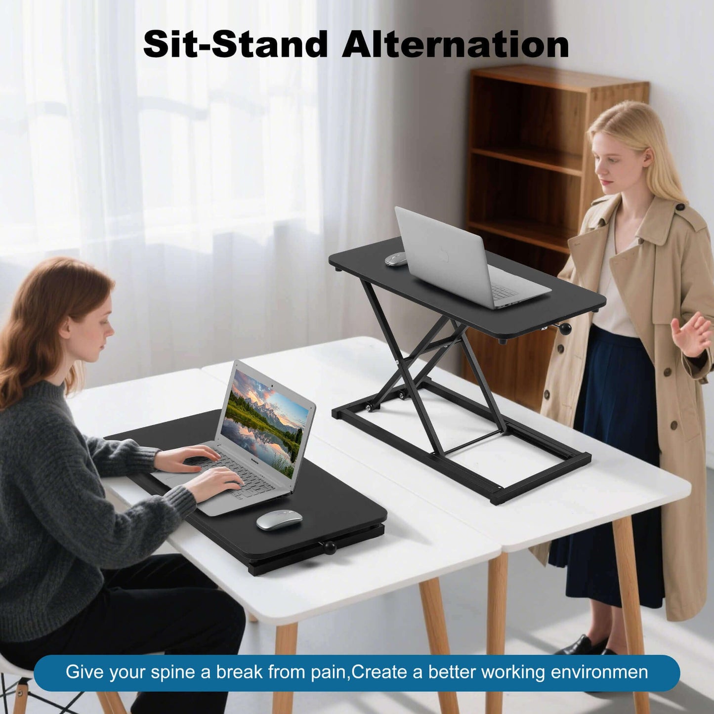 Height Adjustable Standing Desk Converter with Keyboard Riser