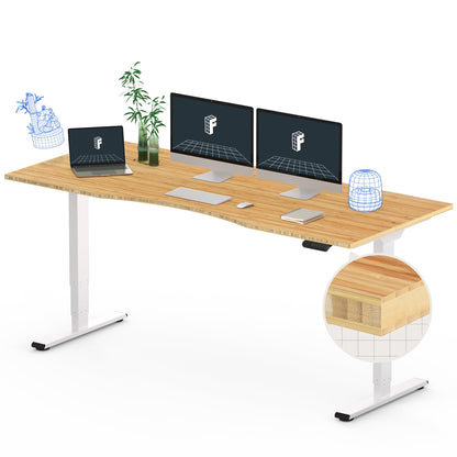 Dual Motor Electric Standing Desk with Bamboo Top