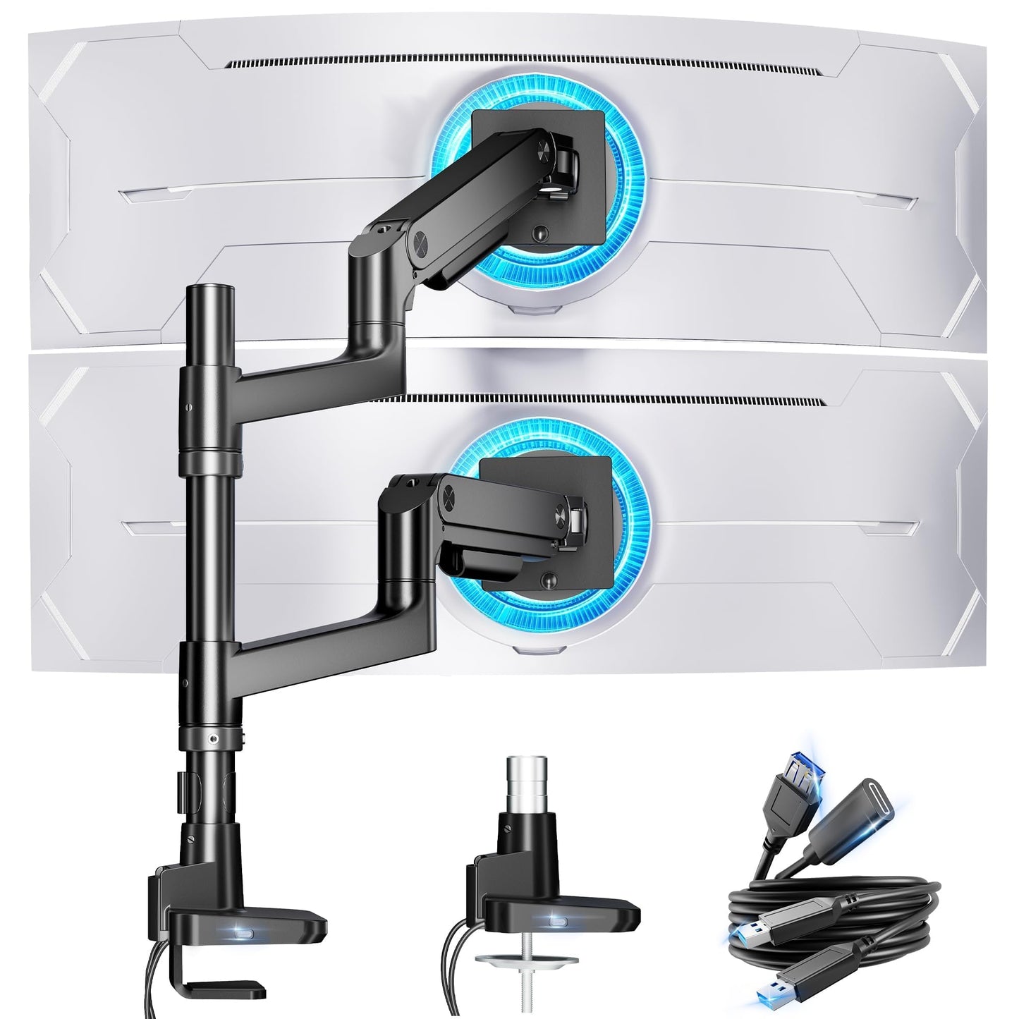 Heavy Duty Ultrawide Dual Monitor Arm Mount