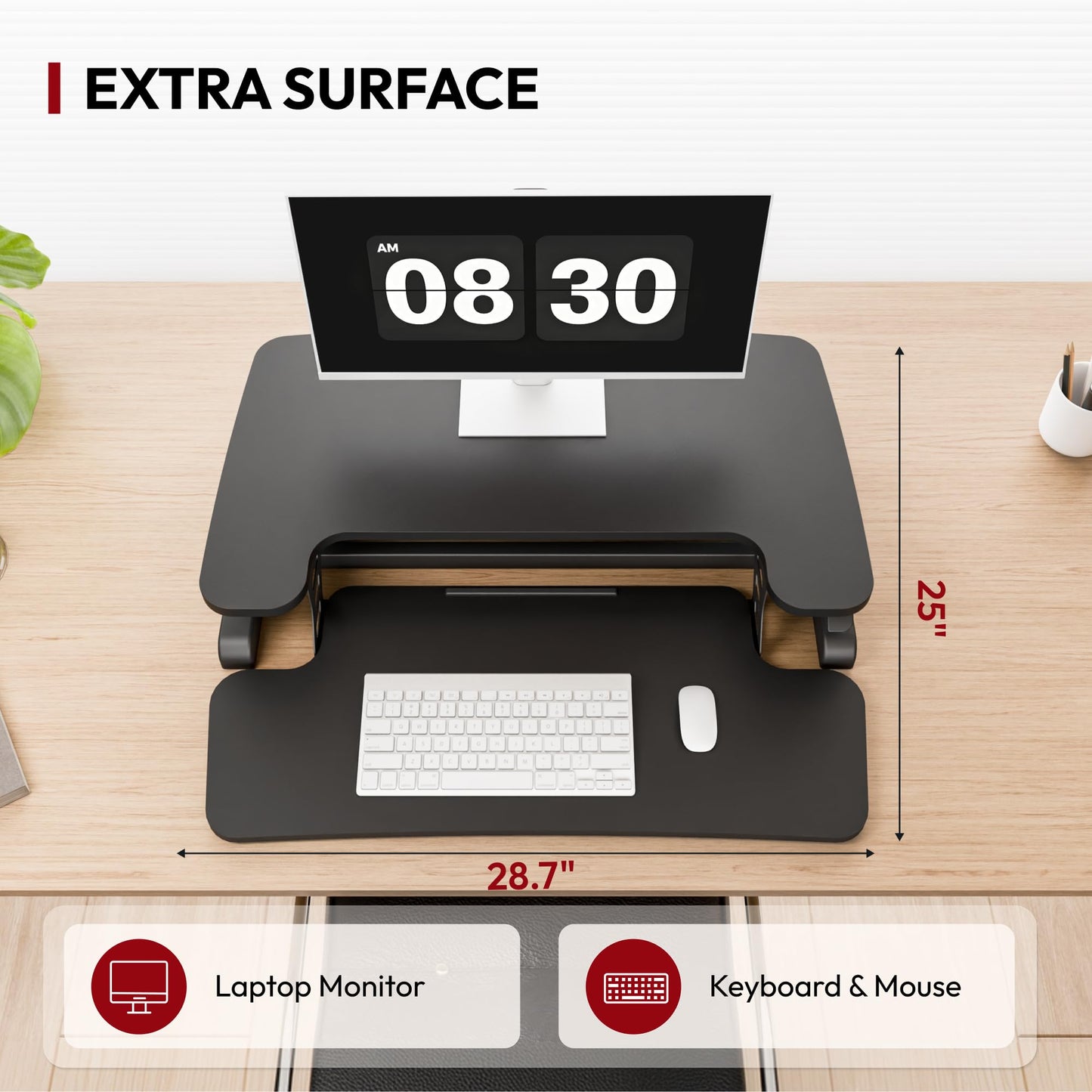 Height Adjustable Standing Desk Converter with Keyboard Tray