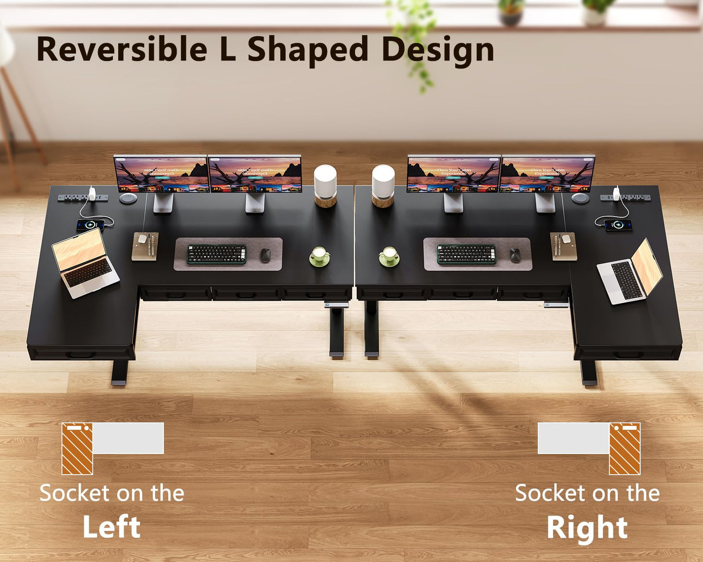 Electric Standing Desk with L-Shaped Workstation