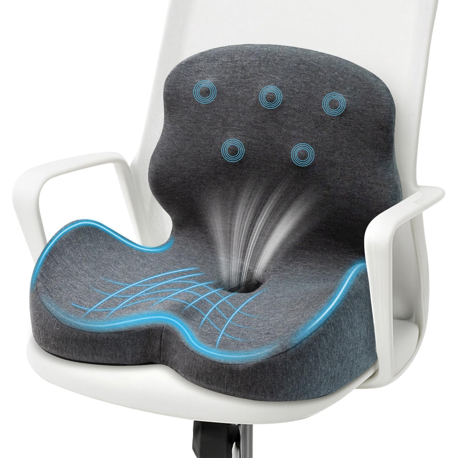 Memory Foam Seat Cushion for Back & Hip Support