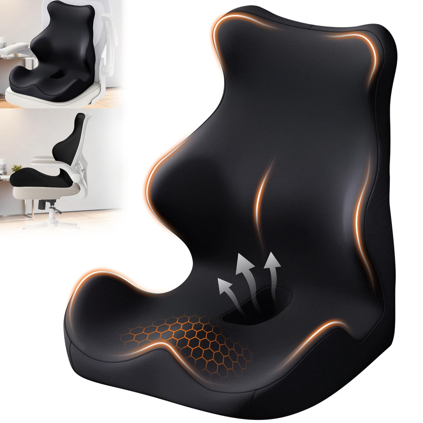 Ergonomic Seat Cushion with Lumbar Support Pillow