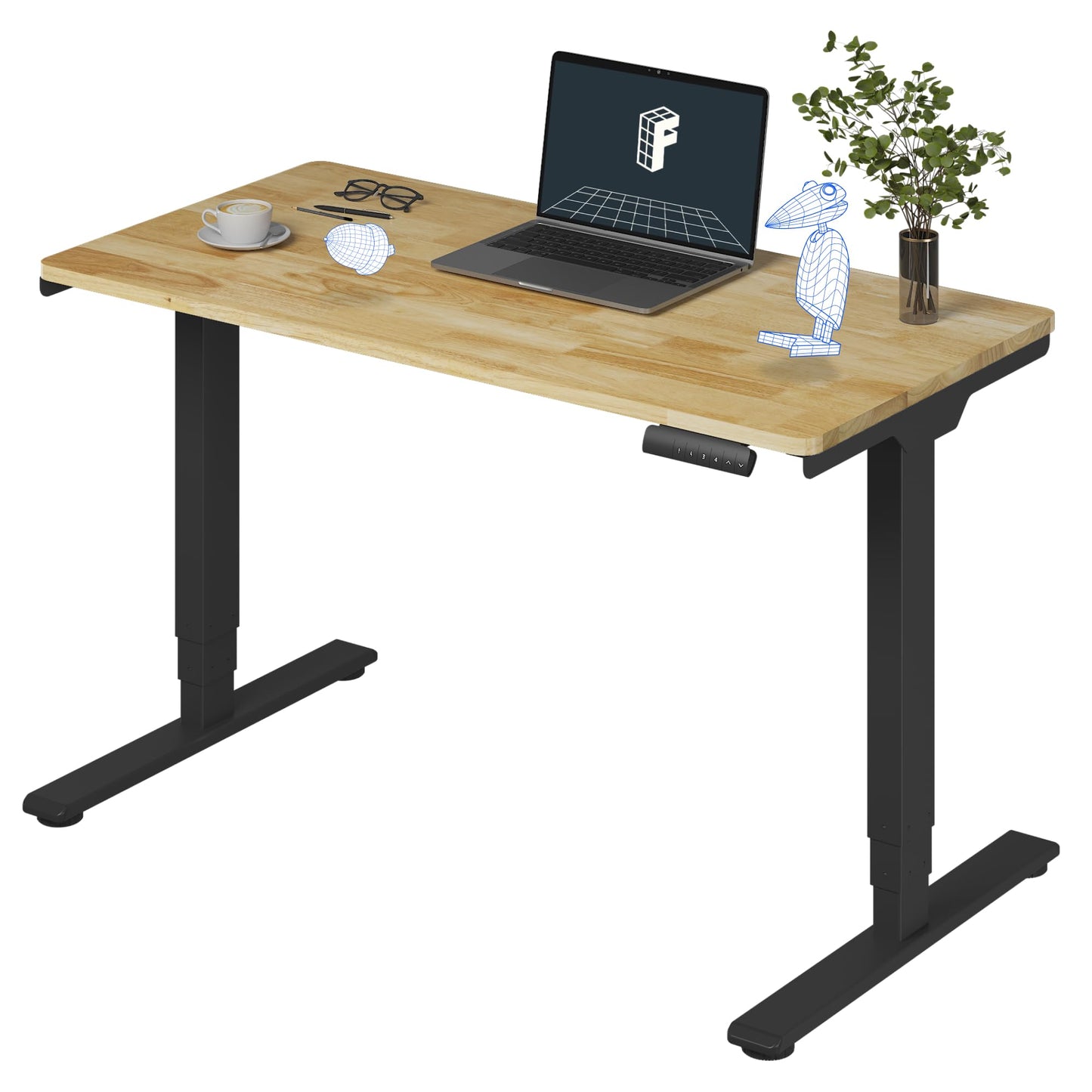 Dual Motor Electric Standing Desk with Bamboo Top