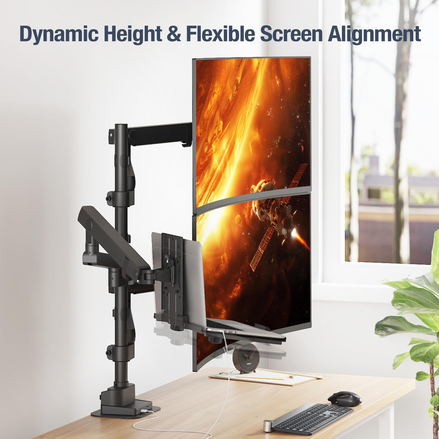 Laptop and Dual Monitor Arm Desk Mount