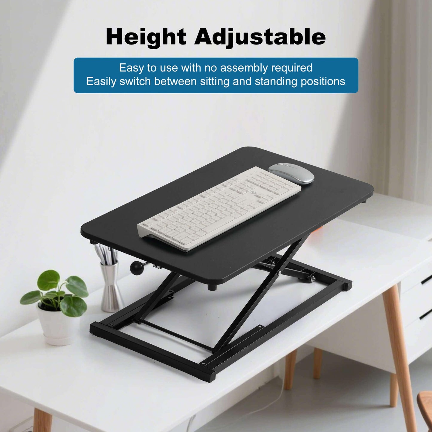 Height Adjustable Standing Desk Converter with Keyboard Riser